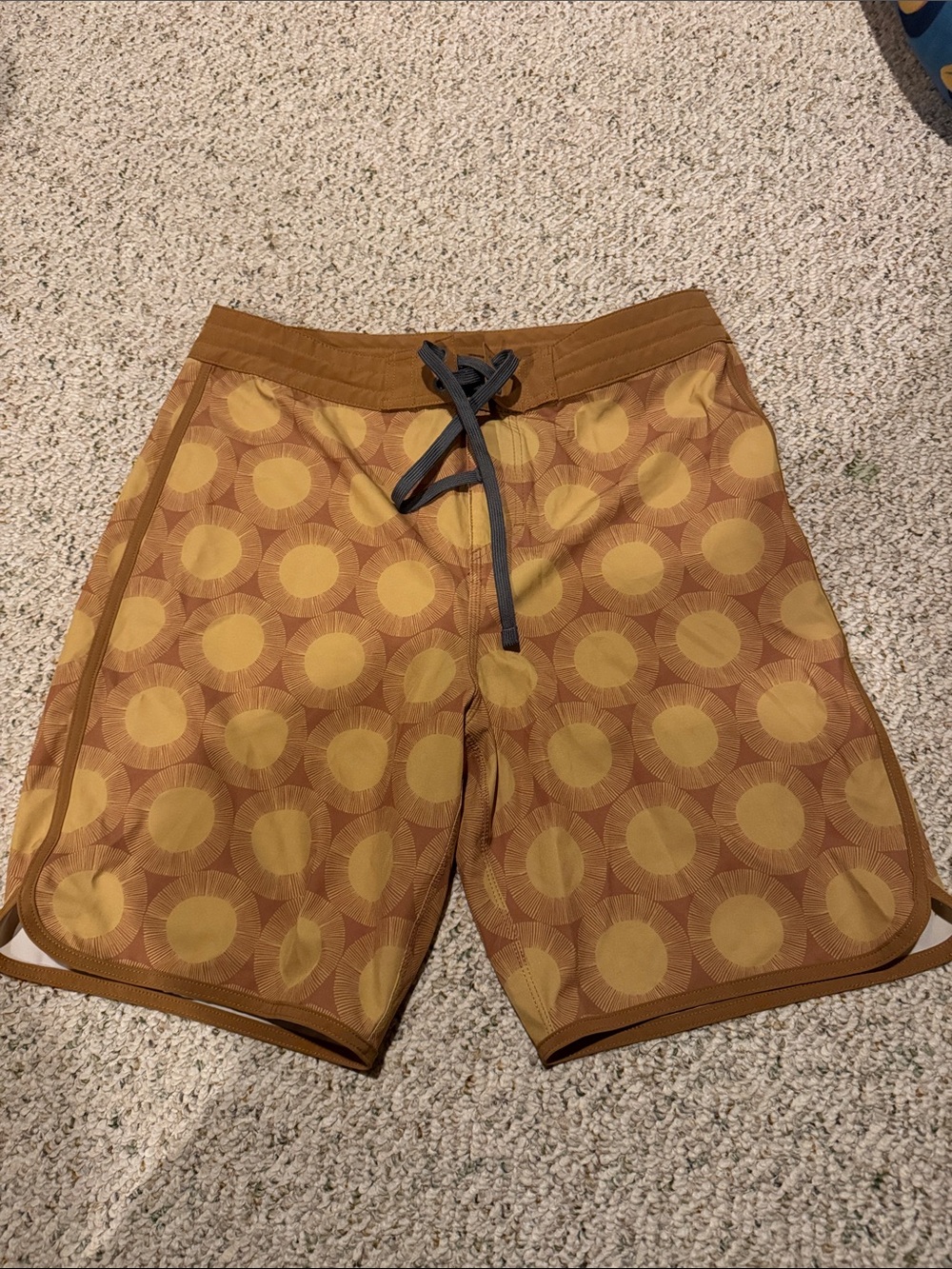 Prana Men's Mustard and Brown Sunburst Board Shorts